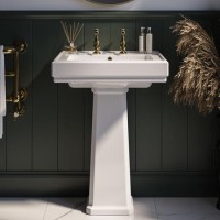 583mm Traditional Full Pedestal Basin with 2 Tap Holes - Park Royal