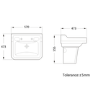 570mm Traditional Semi Pedestal Basin with 2 Tap Holes - Ripley