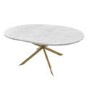 Round to Oval White Marble Effect Extendable Dining Table Set with 4 Mink Velvet Chairs - Seats 4 - Reine