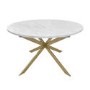 Round to Oval White Marble Effect Extendable Dining Table Set with 4 Mink Velvet Chairs - Seats 4 - Reine