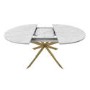 Round to Oval White Marble Effect Extendable Dining Table Set with 4 Mink Velvet Chairs - Seats 4 - Reine