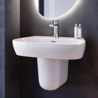 615mm Semi Pedestal Basin with 1 Tap Hole - Roma