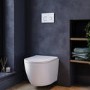 Wall Hung Rimless Toilet with Soft Close Seat, White Glass Sensor Flush Plate, 1168mm Frame & Cistern – Roma