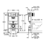Wall Hung Rimless Toilet & Grohe Frame Cistern and Chrome Flush Plate - Roma