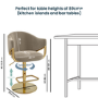 Set of 4 Beige Velvet Adjustable Swivel Bar Stools with Gold Base - Ronnie