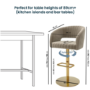 Set of 3 Curved Mink Matt Velvet Adjustable Swivel Bar Stools with Gold Base - Runa