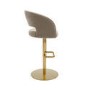 Set of 3 Curved Mink Matt Velvet Adjustable Swivel Bar Stools with Gold Base - Runa