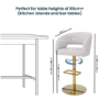 Set of 2 Curved Beige Boucle Adjustable Swivel Barstools with Gold Base - Runa