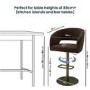 Set of 4 Curved Brown Velvet Adjustable Swivel Bar Stools with Brass Base - Runa