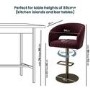 Set of 3 Curved Burgundy Velvet Adjustable Swivel Bar Stools with Brass Base - Runa