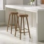 Set of 2 Solid Weathered Oak Kitchen Counter Stools - 70cm - Rayne