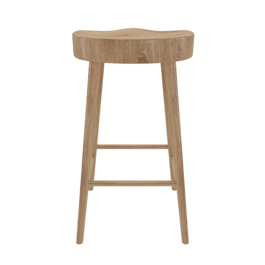 Set of 4 Solid Weathered Oak Kitchen Counter Stools - 70cm - Rayne
