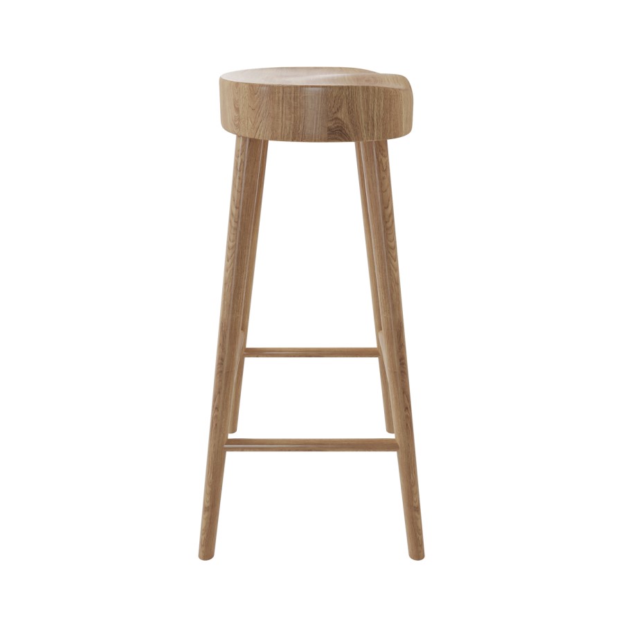 Set of 4 Solid Weathered Oak Kitchen Counter Stools - 70cm - Rayne