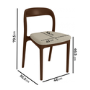 Set of 4 Beige Upholstered Dining Chairs with Walnut Solid Wood Frame - Uma