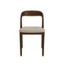 Set of 4 Beige Upholstered Dining Chairs with Walnut Solid Wood Frame - Uma