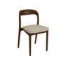 Set of 6 Beige Upholstered Dining Chairs with Walnut Solid Wood Frame - Uma