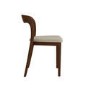 Set of 6 Beige Upholstered Dining Chairs with Walnut Solid Wood Frame - Uma