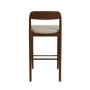 Set of 4 Beige Upholstered Kitchen Stools with Walnut Solid Wood Frame - Uma