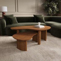 Kidney Shaped Mango Wood Nest of 2 Coffee Tables - Ivan