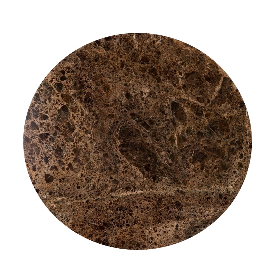 Large Round Brown Marble and Walnut Effect Coffee Table - Ivan