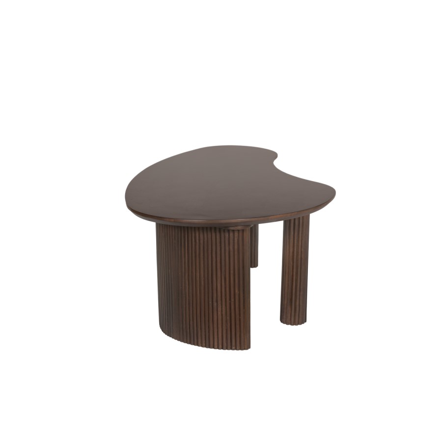 Large Curved Walnut Effect Coffee Table with 3 Legs - Ivan