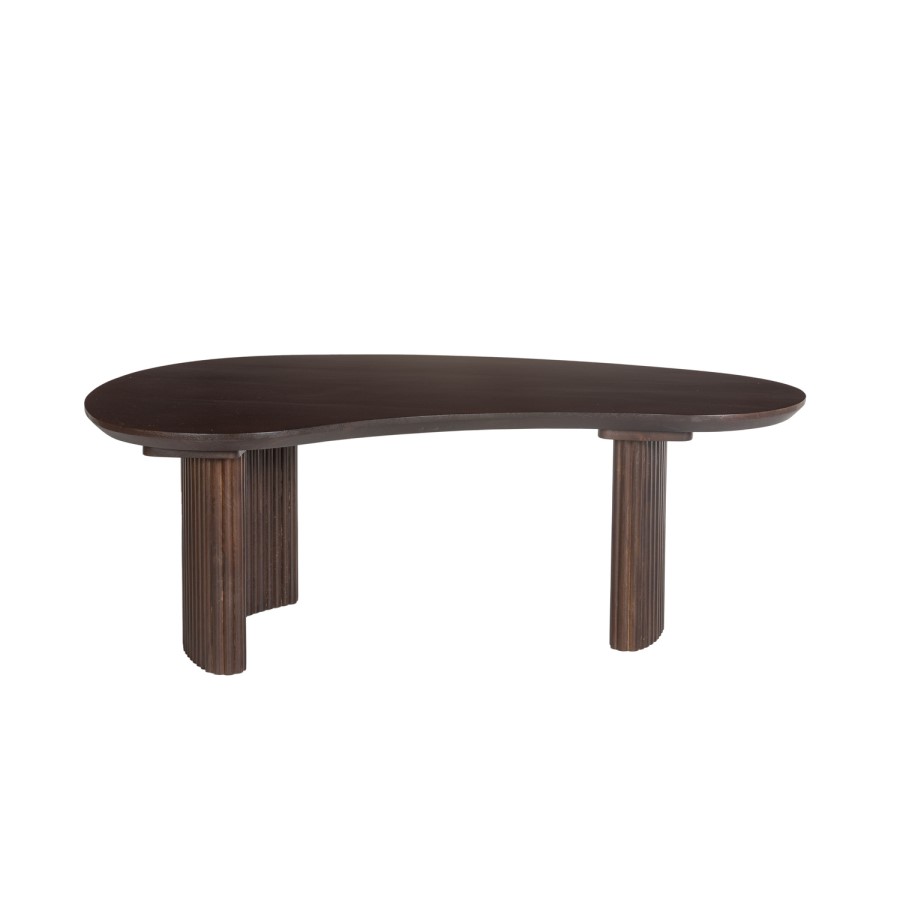 Curved Walnut Effect Coffee Table with 2 Legs - Ivan