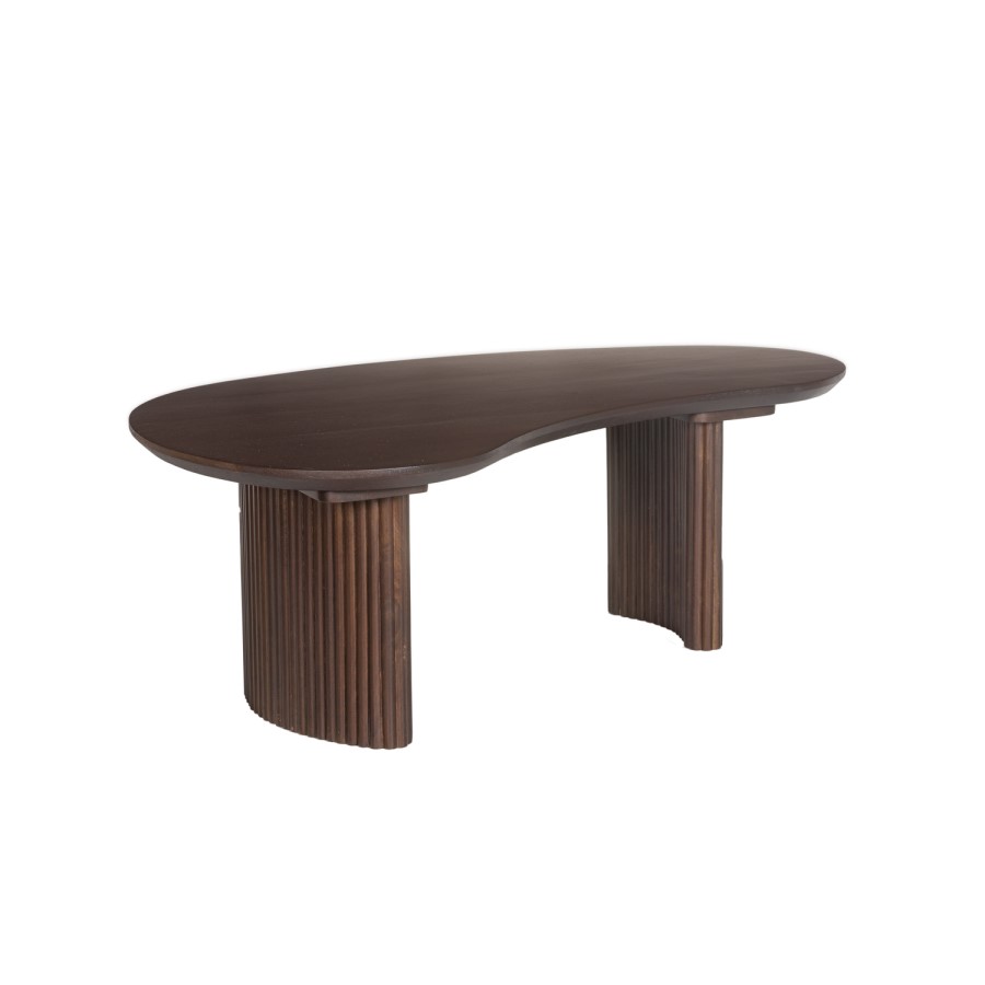 Curved Walnut Effect Coffee Table with 2 Legs - Ivan