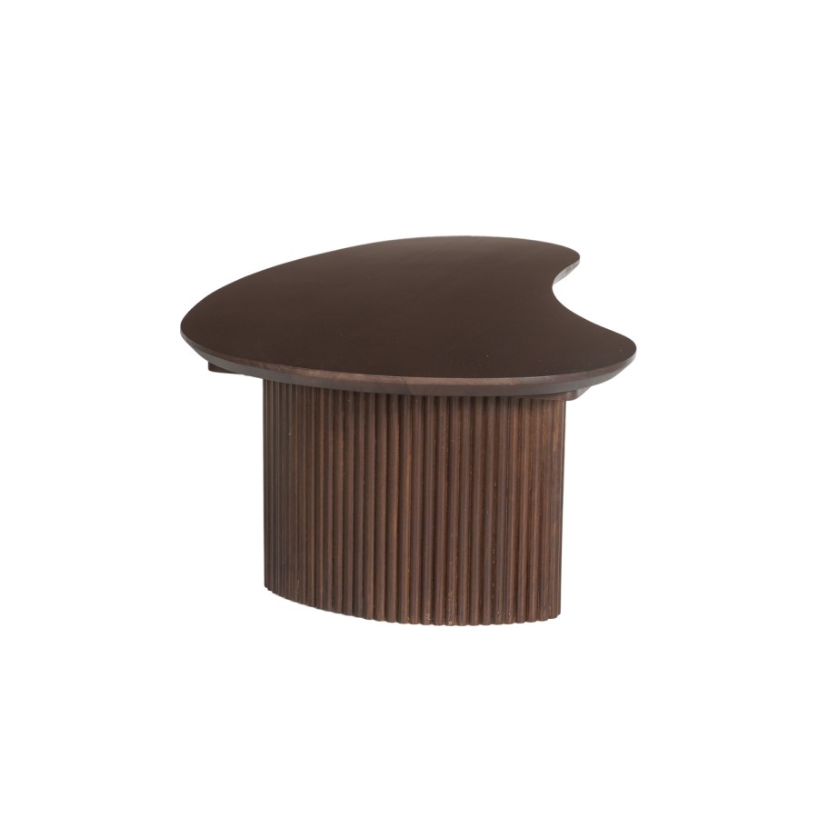 Curved Walnut Effect Coffee Table with 2 Legs - Ivan