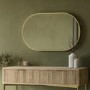 Oval Backlit Brass Wall Mirror with Battery Operated Lights 50 x 80cm - Venus
