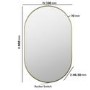 Oval Backlit Brass Wall Mirror with Battery Operated Lights 50 x 80cm - Venus