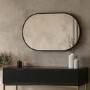 Oval Backlit Black Wall Mirror with Battery Operated Lights 50 x 80cm - Venus
