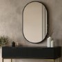 Oval Backlit Black Wall Mirror with Battery Operated Lights 50 x 80cm - Venus