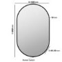 Oval Backlit Black Wall Mirror with Battery Operated Lights 50 x 80cm - Venus
