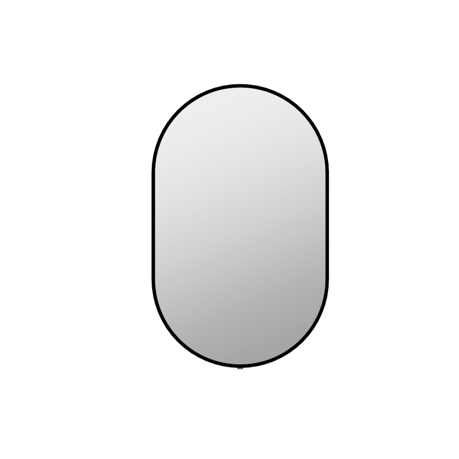 Oval Backlit Black Wall Mirror with Battery Operated Lights 50 x 80cm - Venus