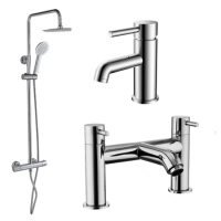 Chrome Shower Bath and Basin Tap Set - Arissa