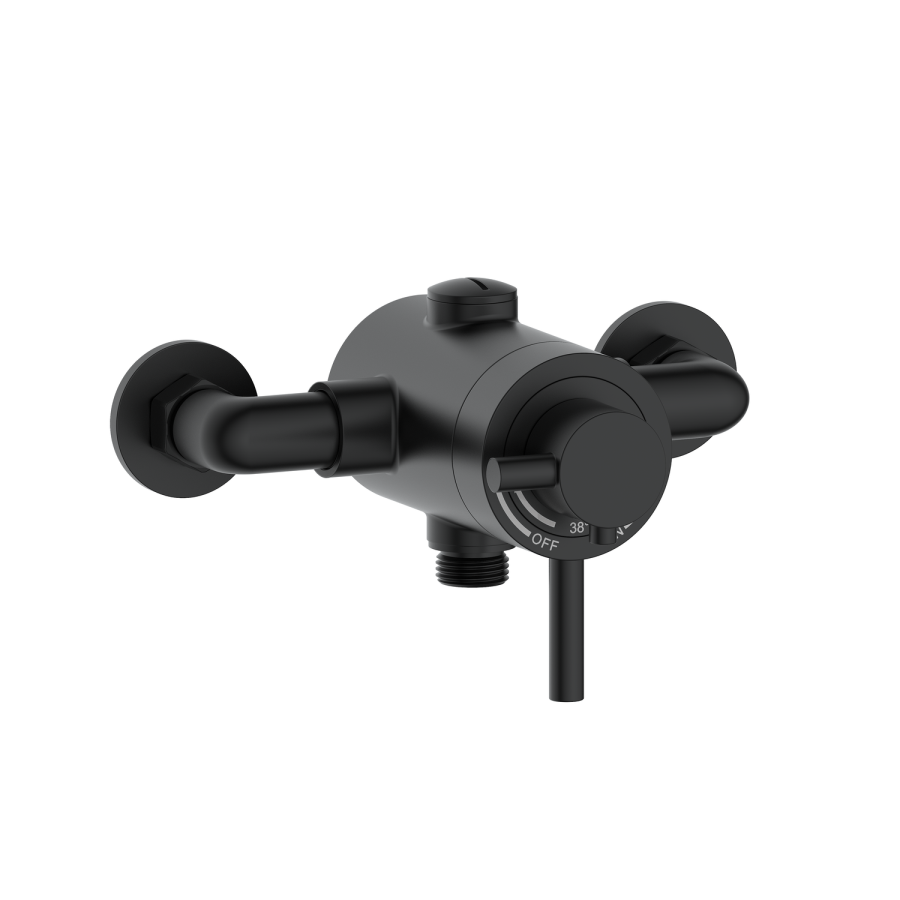 Black 1 Outlet Thermostatic Shower Set with Exposed Valve - Volta
