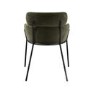 Set of 2 Green Velvet Curved Dining Chairs - Isla