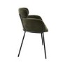 Set of 2 Green Velvet Curved Dining Chairs - Isla
