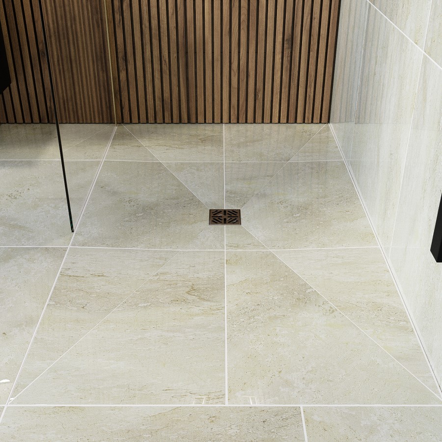 1600x900mm Wet Room Tile-Ready Shower Tray with Wet Room Install & Square Centre Waste Drainage Kit