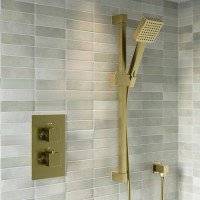 Brushed Brass 1 Outlet Thermostatic Mixer Shower Set With Hand Shower- Zana