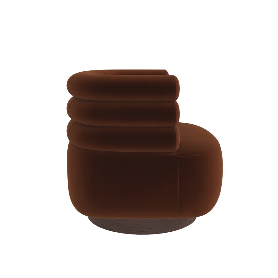 Rust Brown Velvet Modern Swivel Accent Chair - Zora