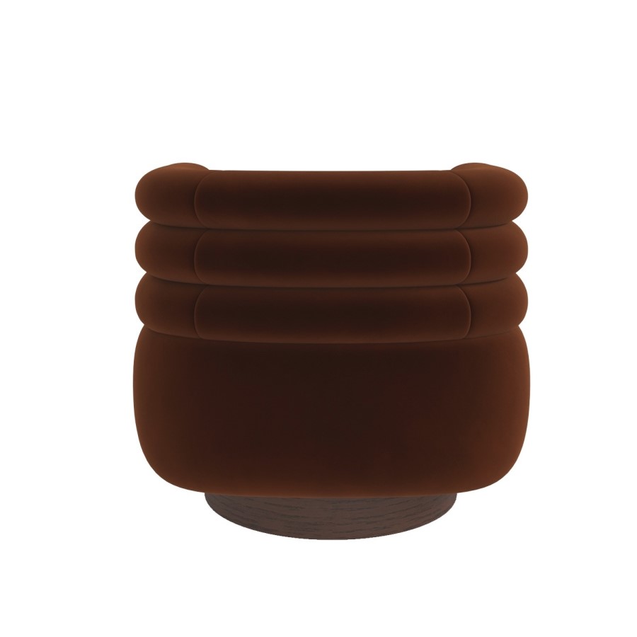 Rust Brown Velvet Modern Swivel Accent Chair - Zora