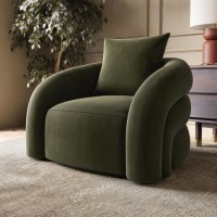 Green Velvet Accent Chair with Cushion - Zuri