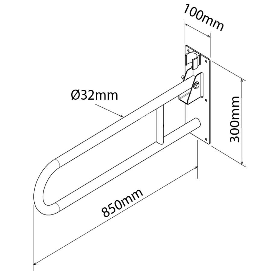 White Folding Grab Rail 850 x 300mm- Croydex