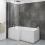 L Shaped Shower Bath with Front Panel & Chrome Bath Screen, Left hand 1500 x 850mm - Lomax