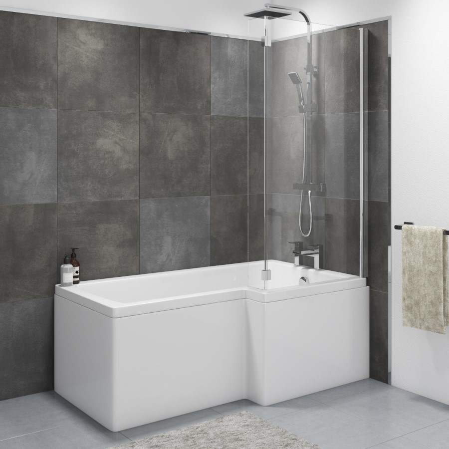 L Shaped Shower Bath Right Hand 1700 x 850mm - Lomax