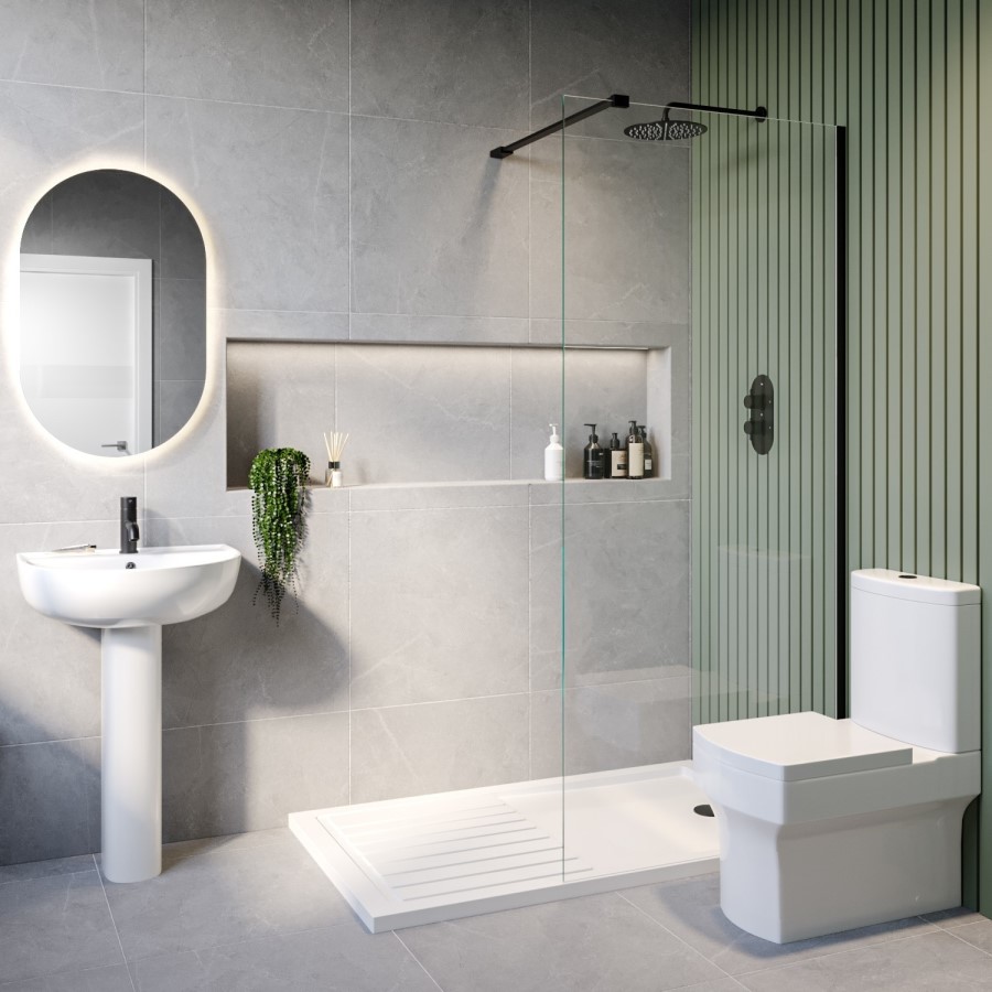 1000mm Black Shower Screen for Wet Room & Walk In Shower – Corvus