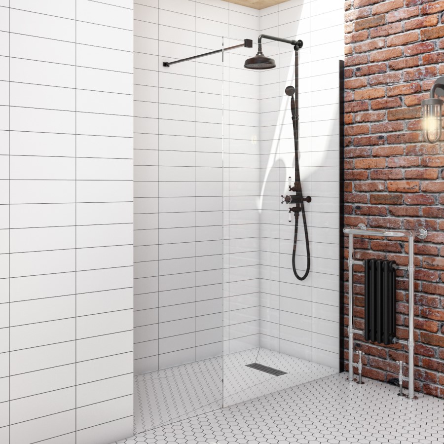 1000mm Black Shower Screen for Wet Room & Walk In Shower – Corvus