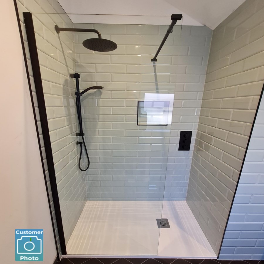 1000mm Black Shower Screen for Wet Room & Walk In Shower – Corvus
