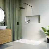 1100mm Black Shower Screen for Wet Room & Walk In Shower – Corvus